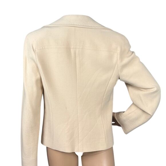 Max Mara Lightweight Wool Blazer Cream Color Relaxed Fit Size 6 Quiet Luxury - Picture 3 of 9